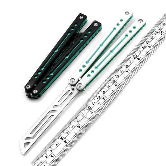 Squid Nautilus V2 Aluminum Handle Butterfly Practice Knife White Green For CSGO Training