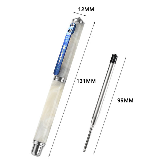 White Resin Titanium Alloy Tactical Pen With Back Clip, Portable EDC Pen