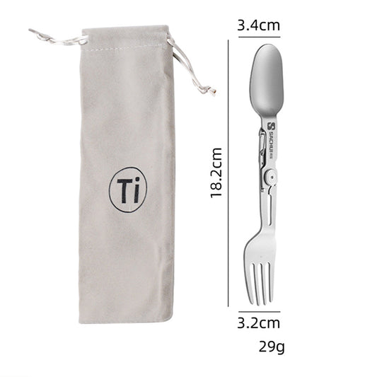 Pure Titanium 2-In-1 Fork Spoon, Portable Outdoor Camping Tableware