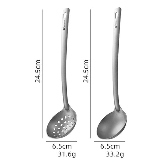 Pure titanium soup spoon colander set outdoor camping long handle household spoon