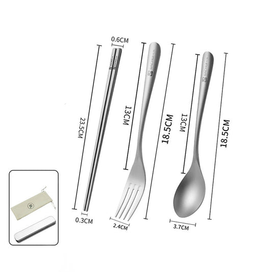 Pure Titanium Camping Fork, Spoon And Chopsticks Set Outdoor Portable Titanium Tableware