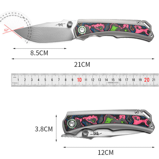 Titanium Alloy Folding Knife M390 Blade Material Multifunctional Outdoor Portable EDC Tool Symphony Carbon Fiber Model