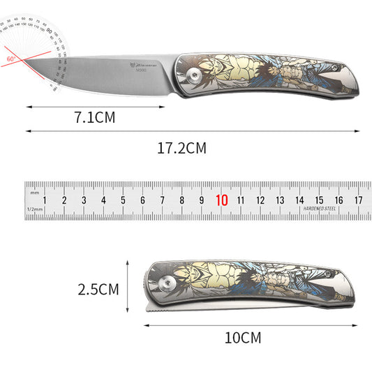 Exquisite Pattern Titanium Alloy Folding Knife M390 Blade Material Suitable For Outdoor Portable EDC Tools, Gift Collection