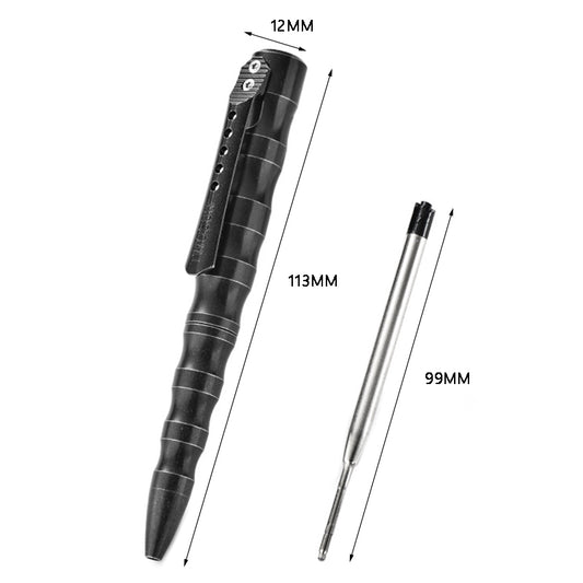 Black Titanium Alloy Bolt Action Tactical Pen, Portable EDC Tool