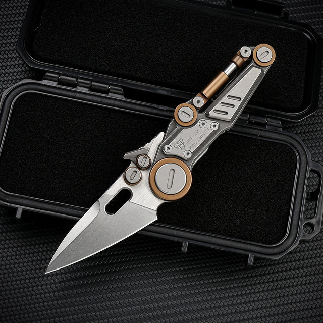 NOC KNIFE Folding Knife Titanium Handle M390 Blade MT22 Blue