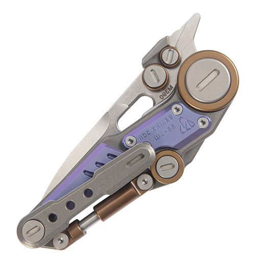 NOC KNIFE Folding Knife Titanium Handle M390 Blade MT22 Blue