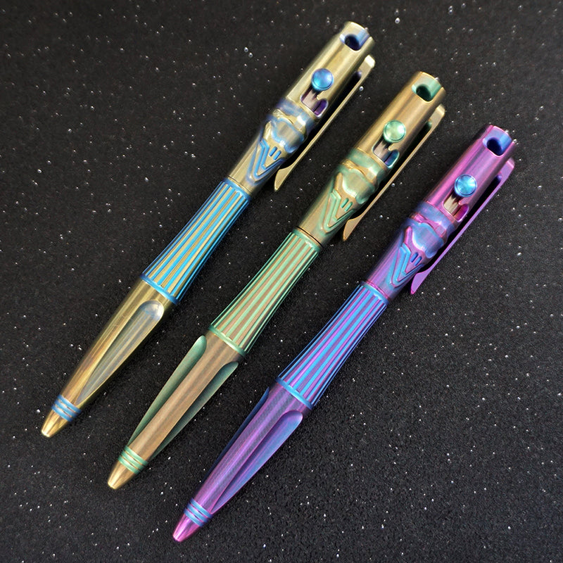 Rike knife Tactical Pen Bolt Action Pen Titanium Pen with Glass Breaker TP02 Blue Purple