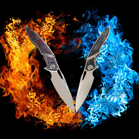 Rike Knife 1902s  Folding Knife: Carbon Fiber Ice Fire Series