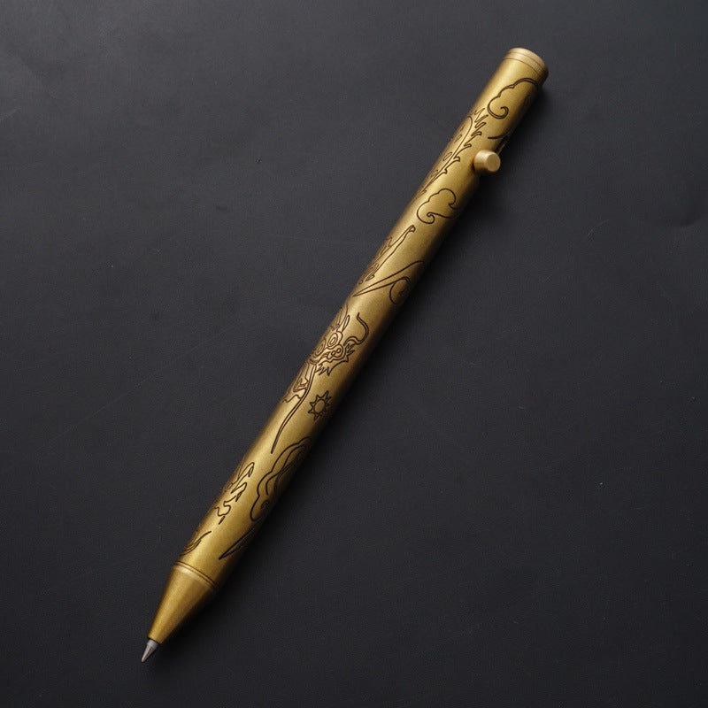 Dragon Totem Brass Ballpoint Pen: "Chinese Aesthetics" Wrapped in a Gift