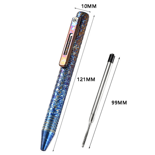 Color Titanium Alloy Anti‑Slip Tactical Pen, Portable EDC Pen With Secure Pocket Clip