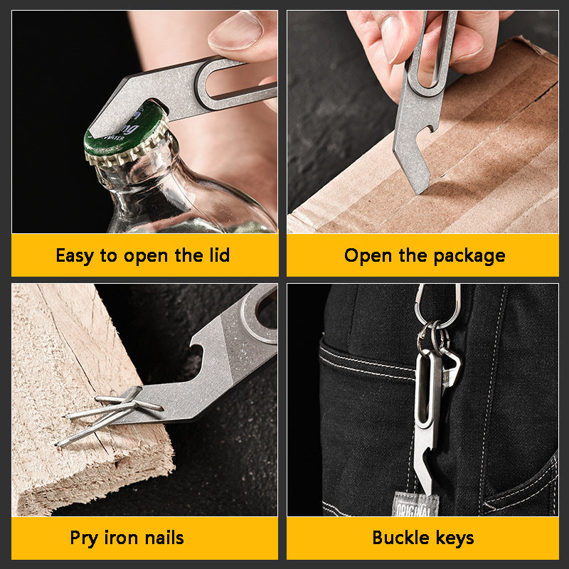 Titanium Alloy Multifunctional Mini Crowbar EDC Tool Keychain Box Opener Artifact Bottle Opener Screwdriver
