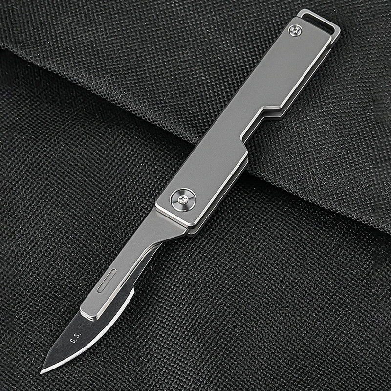 Titanium Alloy Stationery Scalpel Keychain Portable Pendant Out of the Box with 10#24 Blades Suitable for EDC/Manual Use