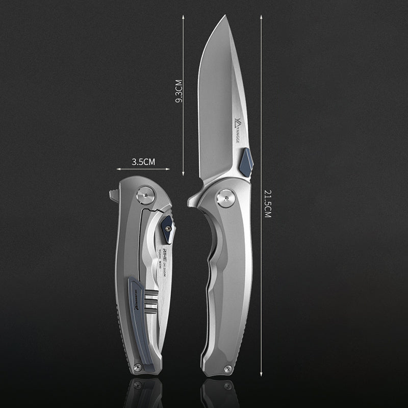 Titanium Alloy Folding Knife M390 Blade, Sandblasting Process, EDC Outdoor Tool