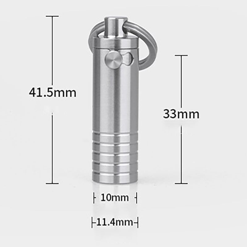 Mini Pure Titanium Waterproof Medicine Box Keychain Pendant
