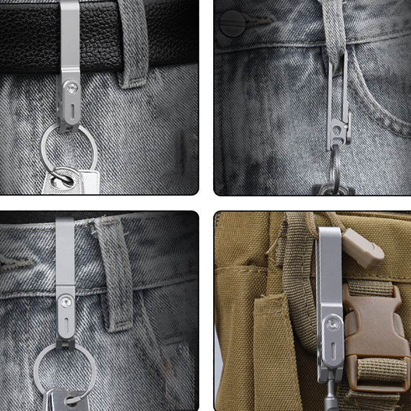 Titanium Alloy Keychain Quick Release with Lock, Anti-Accidental Opening, Multi-Function, Suitable for Various Pants Belts