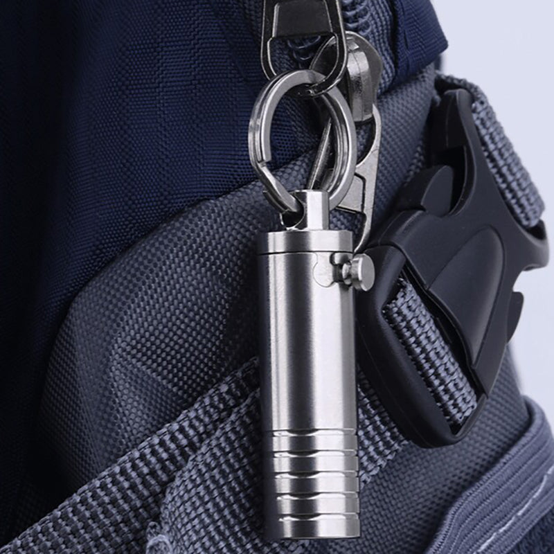Mini Pure Titanium Waterproof Medicine Box Keychain Pendant