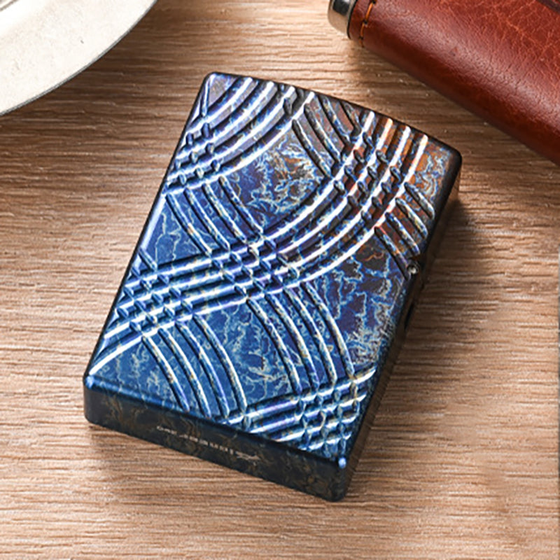 Blue-Purple Titanium Alloy Lighter Case, No Insert Included, EDC Men's Gift