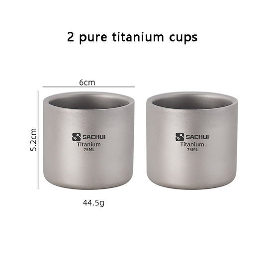 Pure Titanium 75ML Double-Layer Anti-Scalding Portable Tea Cup Set