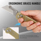 Utility Knife with Brass Handle, Outdoor EDC Folding Wallpaper Knife with 10 Blades