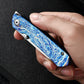 Titanium Alloy EDC Folding Knife M390 Blade Material Outdoor Portable Multi-Function Tool (Blue)