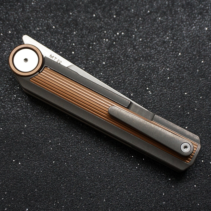 NOC Knives MT-20 Titanium Handle Folding Knife M390 Powder Steel Blade(orange)