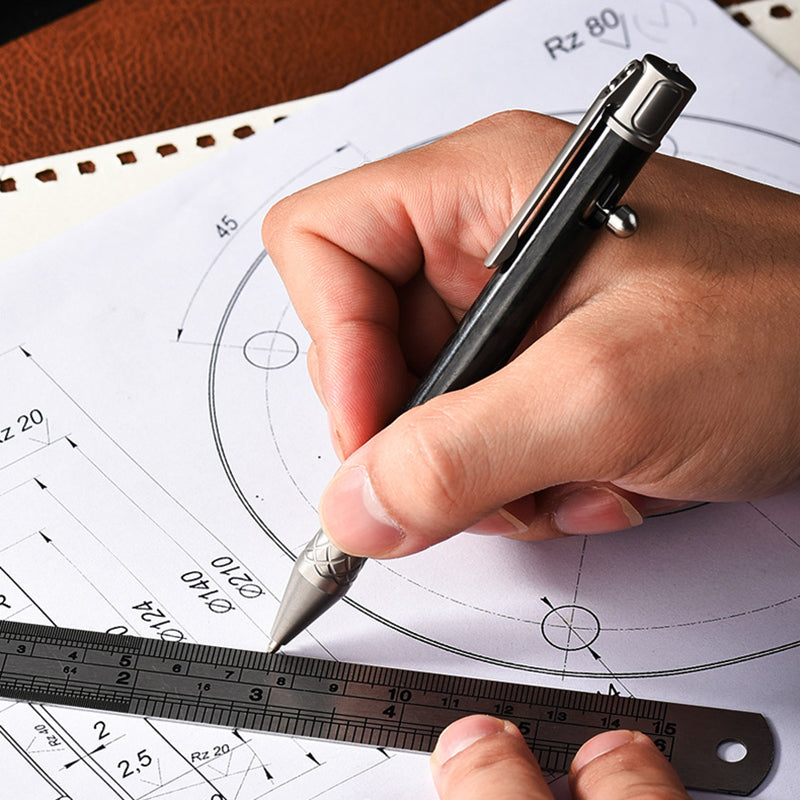 Titanium Alloy Carbon Fiber Tactical Pen, Multifunctional Portable Writing Pen（Stone washing）