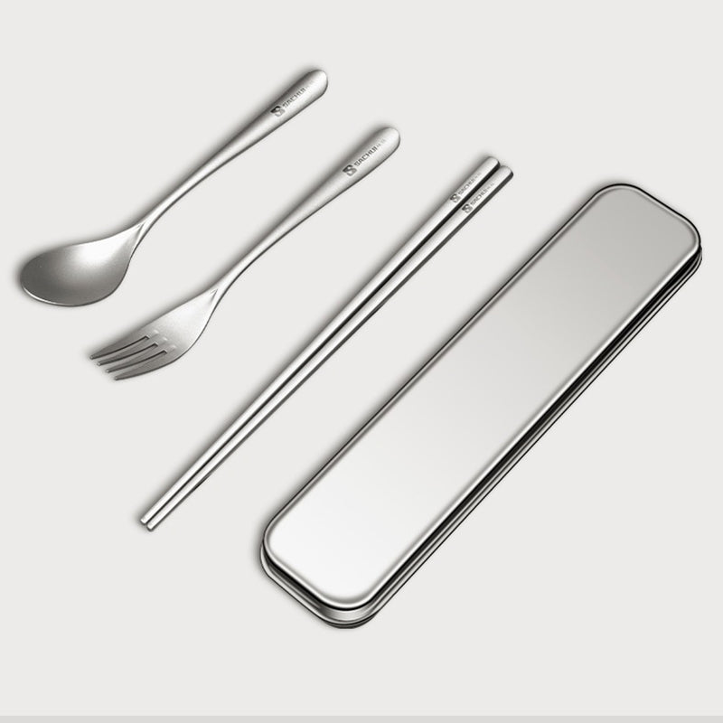 Pure Titanium Camping Fork, Spoon And Chopsticks Set Outdoor Portable Titanium Tableware