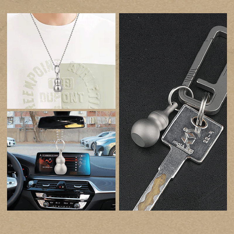Gourd-Shaped Pure Titanium Small Medicine Box, Outdoor Portable Keychain Pendant