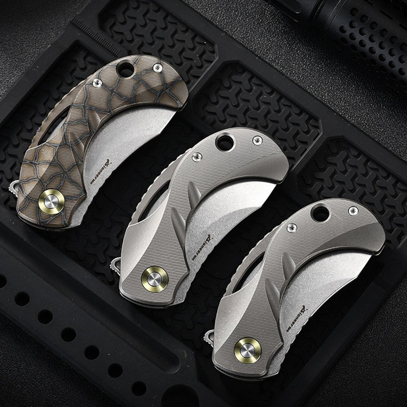 Stone Washing Titanium Alloy Folding Knife 14C28N High Hardness Blade EDC Tool
