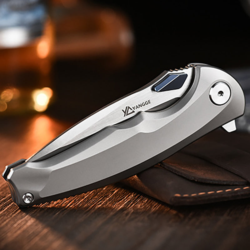 Titanium Alloy Folding Knife M390 Blade, Sandblasting Process, EDC Outdoor Tool