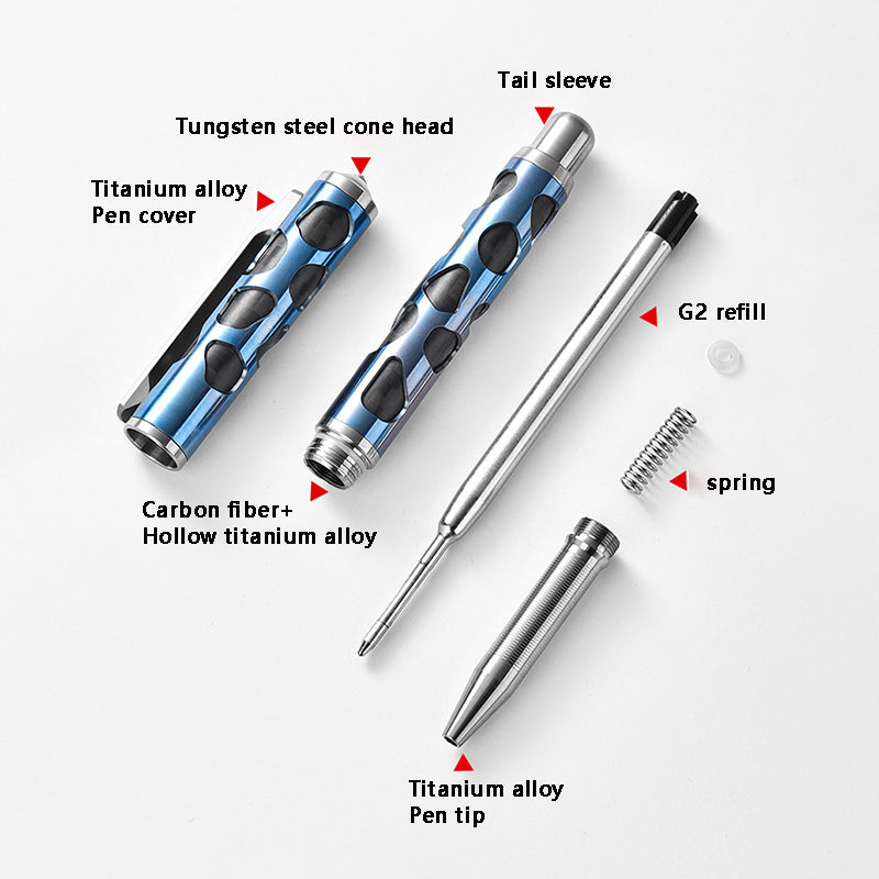 Carbon Fiber Titanium Alloy Multifunctional Tactical Pen, Portable EDC Gear