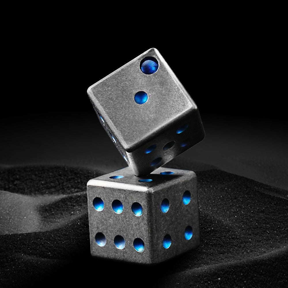 Titanium Alloy Solid Dice EDC Decompression Toy Key Necklace Pendant