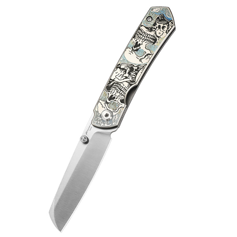Titanium Alloy Folding Knife M390 Blade Material Portable Outdoor Multi-Function EDC Tool Color Engraving Model