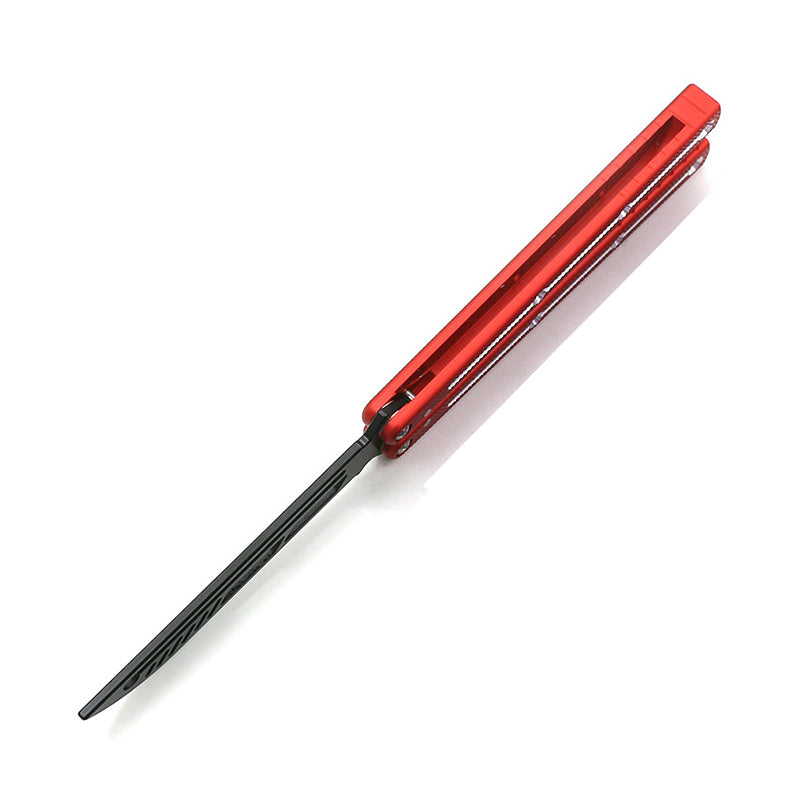 Aviation Aluminum Fancy Butterfly Practice Knife 440 Blade Red SF253