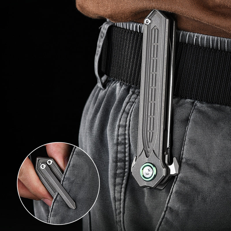 D2 Steel Blade Titanium Alloy Handle Folding Knife Outdoor Daily Multitool