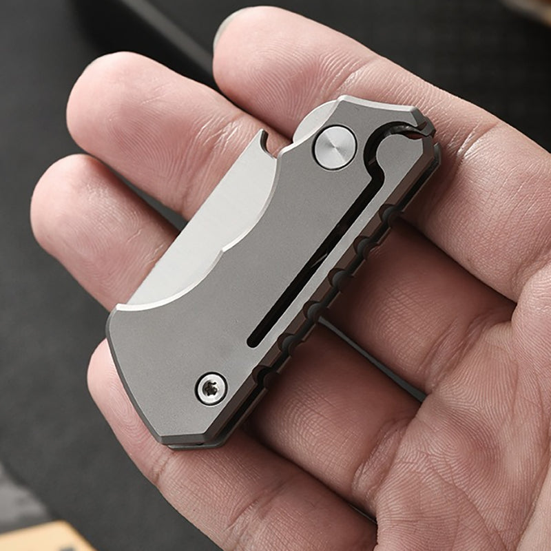Titanium Alloy Mini Folding Knife 14C28N Blade EDC Outdoor Portable Tool