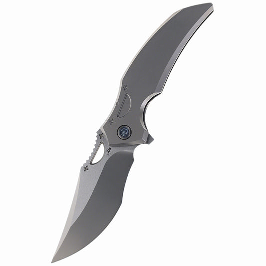 Rike Knife S05 (V2) Titanium Folding Knife Gray Bohler M390 Powder Steel Blade  EDC Tool