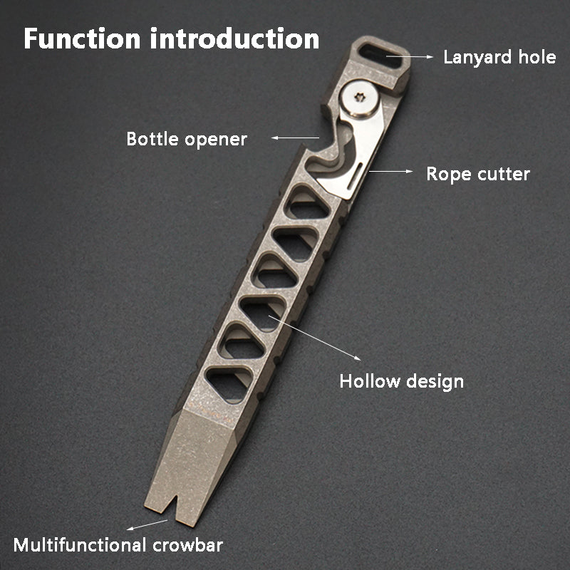 Multifunctional TC4 Titanium Alloy Crowbar Portable EDC Tool Outdoor Emergency Tool Bottle Opener Rope Cutter