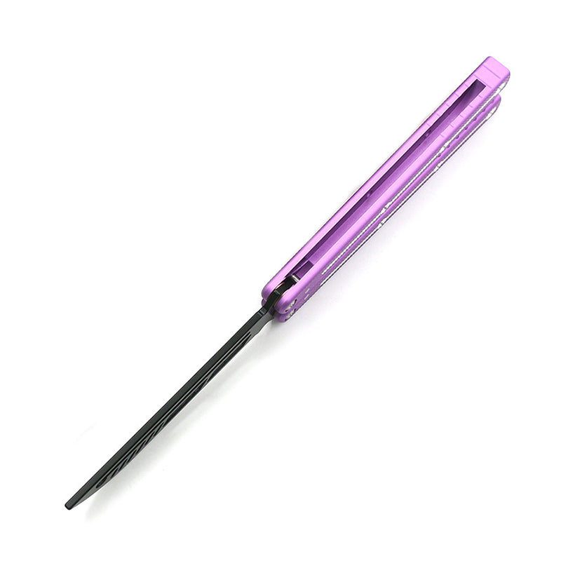 Aviation Aluminum 440 Blade Fancy Butterfly Practice Knife Purple SF251