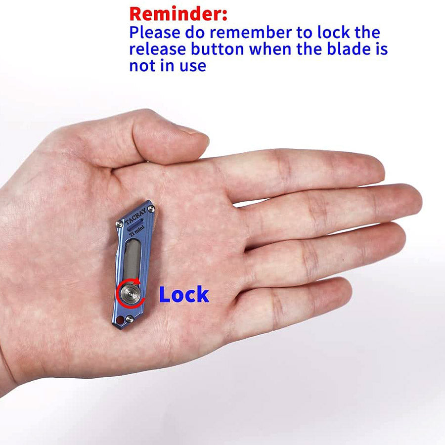 Utility Knife TACRAY Titanium Mini Knife Keychain Knife Paper Knife Blue