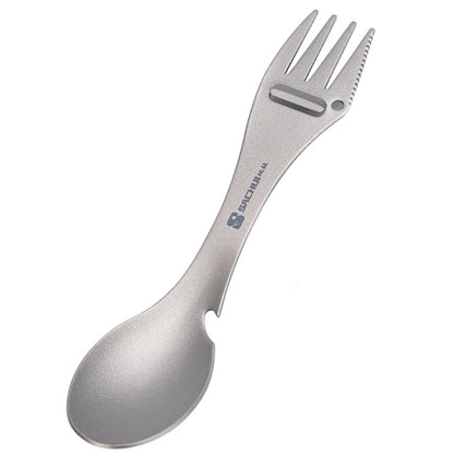 Pure Titanium Five-in-one Spoon Outdoor Camping Multifunctional Spoon Fork Dinner Knife Bottle Opener Integrated
