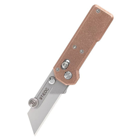 Utility Knife With Copper Handle, Portable EDC Outdoor Folding Wallpaper Knife With 10 Blades