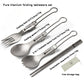 Pure Titanium 4-Piece Folding Tableware Set, Portable Outdoor Camping Titanium Utensils