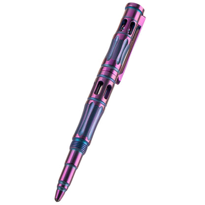 TACRAY Titanium Alloy CD Pattern Ballpoint Pen - Multifunctional Portable EDC Pen (Blue Purple)