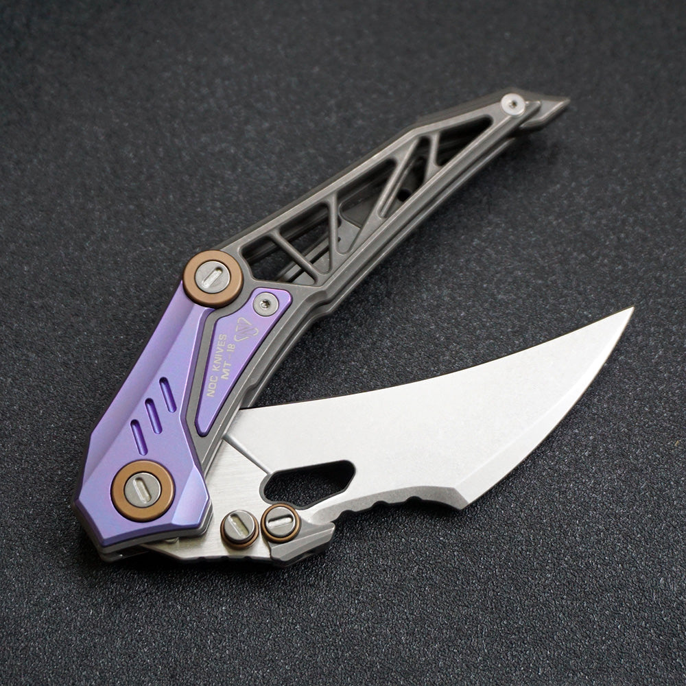 NOC KNIVES MT-18 Folding Knife M390 Steel Blade Titanium Handle EDC Pocket Knife（Purple）