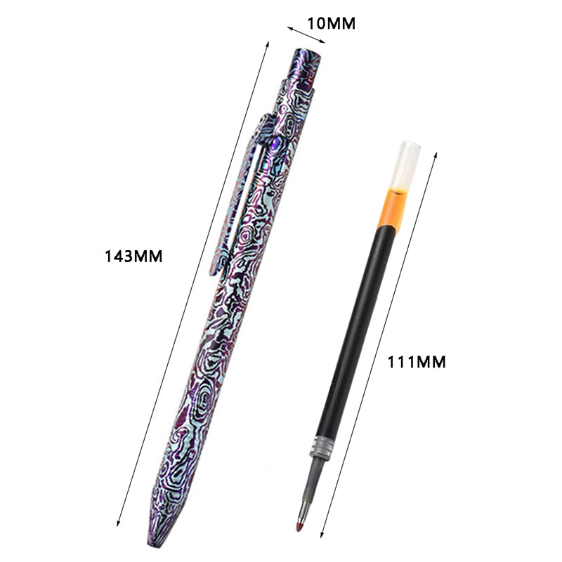 Exquisite Pattern Titanium Alloy Tactical Pen Multifunctional Edc Equipment (Blue)
