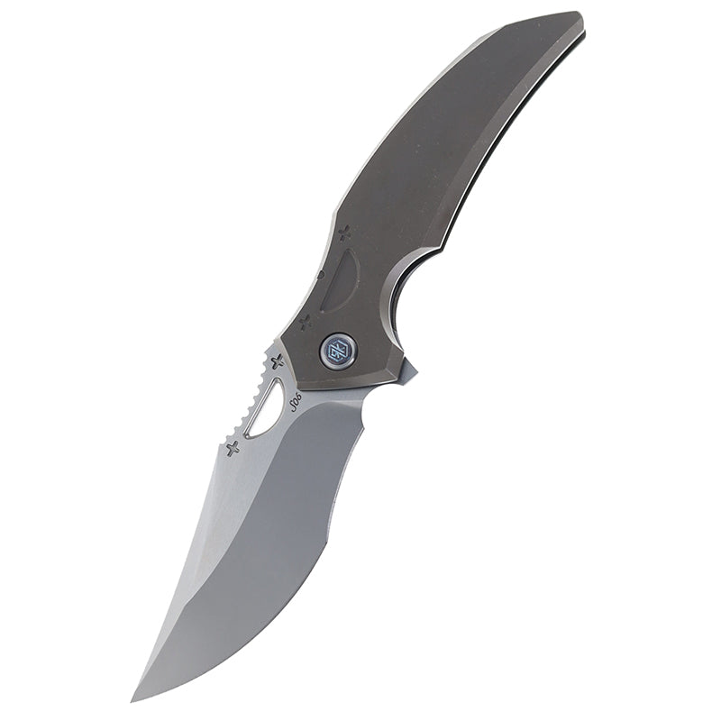 Rike Knife S05 (V2) Dark Gray Titanium Handle Folding Knife 60HRC Bohler M390 Steel Ceramic Bearing EDC Gear
