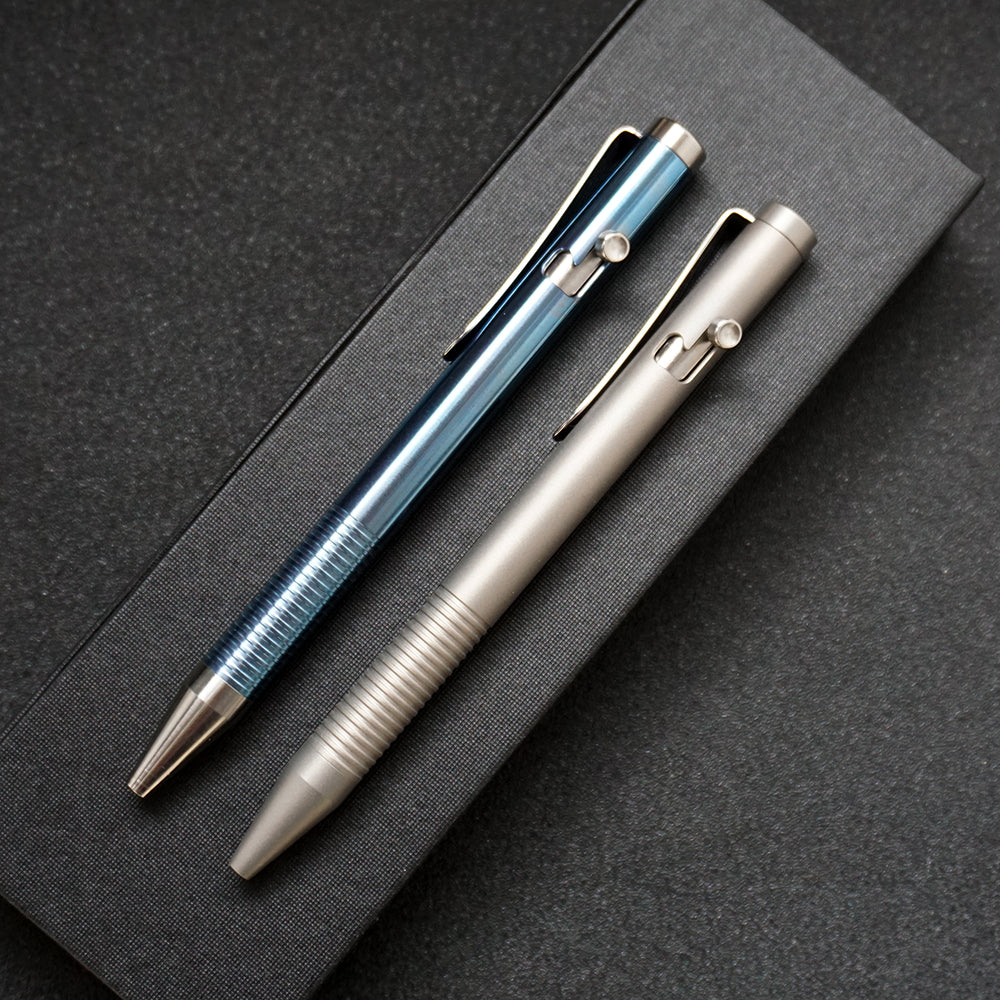Titanium Bolt Action Pen Writing Pen with G2 black ink refill ZSB010 Blue