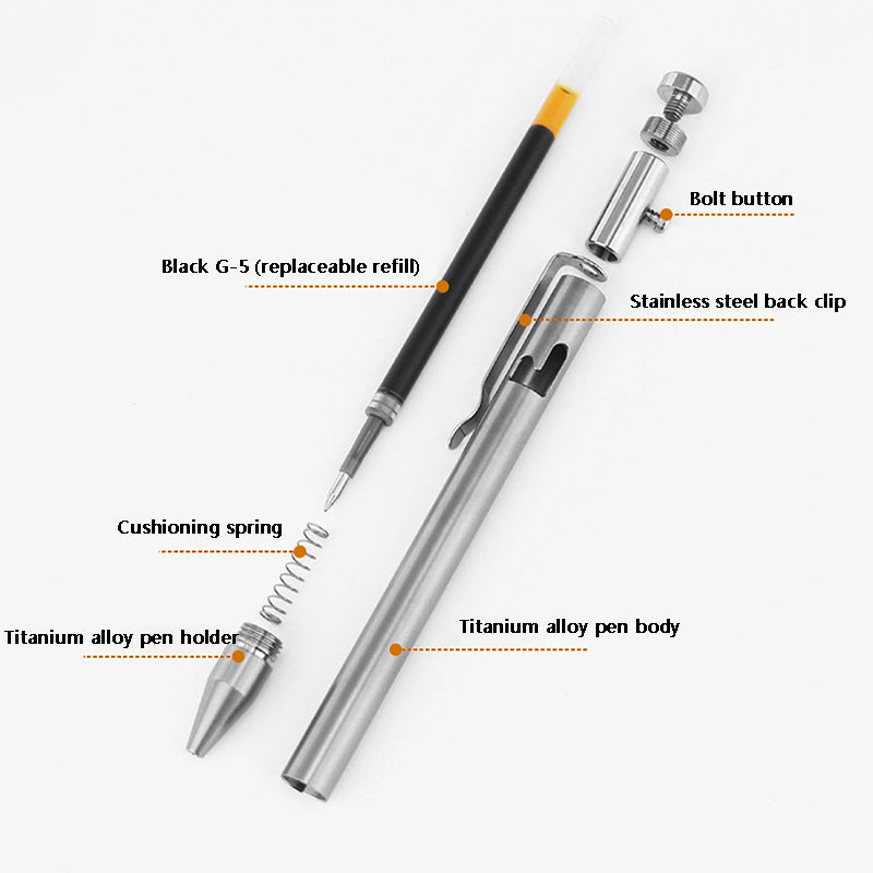 Titanium Alloy Ballpoint Pen, EDC Portable Pen, High-End Business Writing Pen, Gift, Replaceable Refill