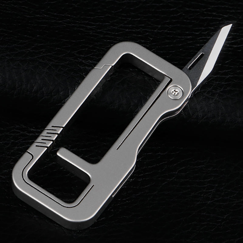 Titanium Alloy Keychain with Knife, EDC Tool, Suitable for Carabiner and Car Keychain Use